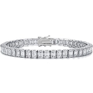 ADIRFINE 18K Gold Plated Emerald Cut Cubic Zirconia Tennis Bracelet