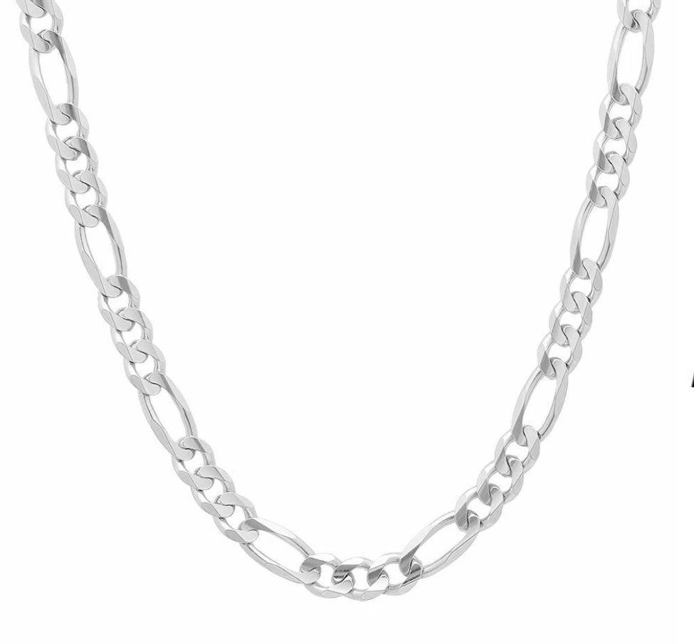 220 Gauge 925 Sterling Silver Solid & Heavy Figaro Link Chain Necklace 8mm 220 Gauge 925 Sterling Silver Solid & Heavy Figaro Link Chain Necklace 8mm