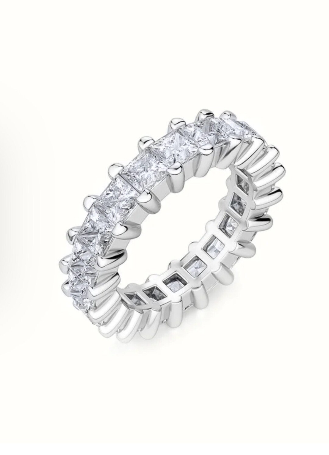 925 Sterling Silver Eternity Wedding Band / 3MM Princess Cut Cubic