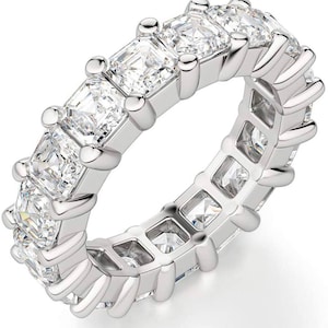スターリングシルバーのエタニティバンド：4mmアッシャーカットの結婚指輪