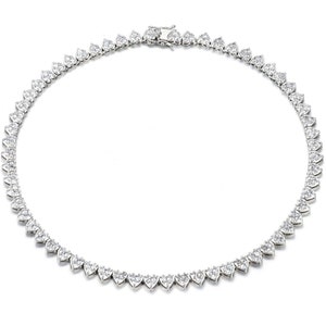 ADIRFINE 18K Gold Plated Cubic Zirconia Hearts Choker 17” Tennis Necklace