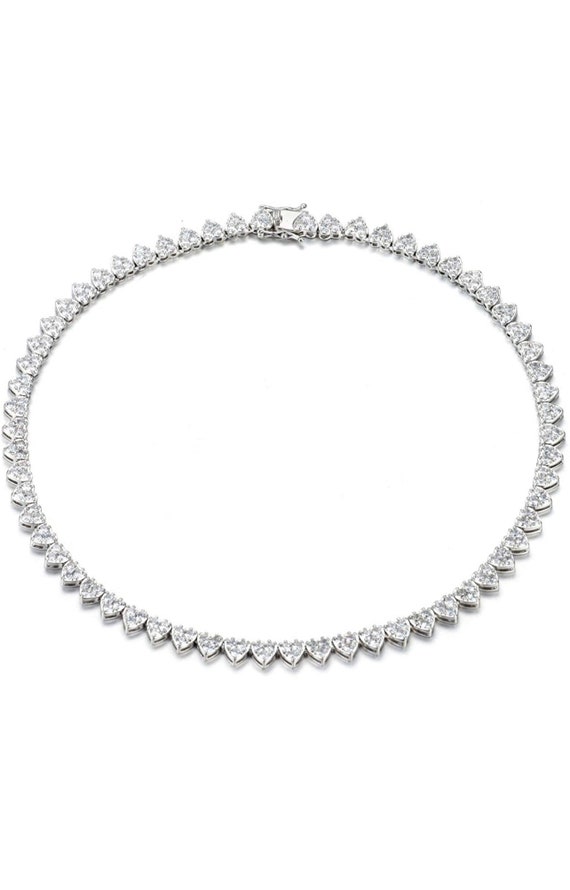 Buy ADIRFINE 18K Gold Plated Cubic Zirconia Hearts Choker 17