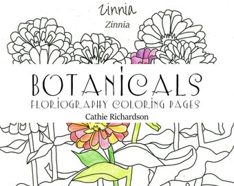 Coloring Pages Zinnia Oranges Language Of Flowers Printable PDF Set of Three