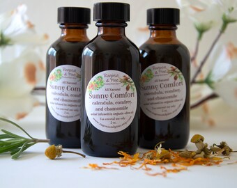 Calendula Herbal Oil Chamomile Comfrey Solar Infused Organic Skin Care
