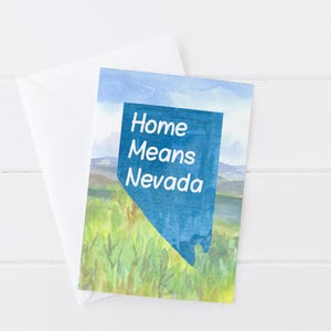 Cartão de felicitações Home Means Nevada Artemísia Forma de estado Paisagem Aquarela