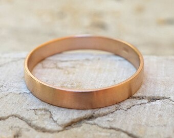 Rose Gold Band Style Ring, Rose Wedding Band Man, Gold Band (4mm) | PLAIN | Matte Brushed Rounded Dome + Comfort Fit | Affordable Band