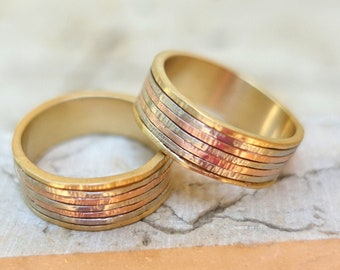 Matching Wedding Rings, His and Hers Wedding Bands, Couples Rings, Matching Gold Wedding Bands, Matching Mix-Metal Wedding Bands