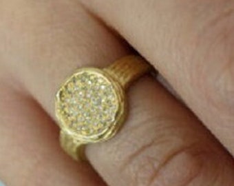 Woman Diamond Gold Ring, Woman Cocktail Ring, Woman Unique, Woman Unique Handmade Ring Solid Gold, Multi Stone Ring, Pave' Set Ring