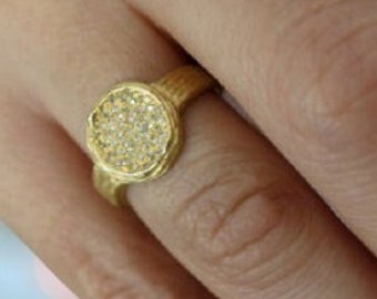 Woman Diamond Gold Ring, Woman Cocktail Ring, Woman Unique Yellow Gold Ring, Woman Unique Handmade Ring Solid Gold, Multi Stone Ring