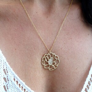 18k Yellow Gold Diamond Necklace | 18k Genuine Diamond Pendant | 18k Solid Yellow, Rose, White Gold Fine Jewelry for Women