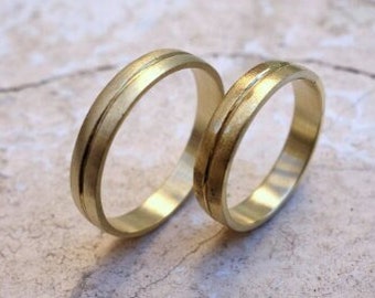 Matching wedding rings, Solid gold, Simple Wedding Bands, couple wedding bands, His and Hers Solid Gold Wedding Ring, Twin Souls Set