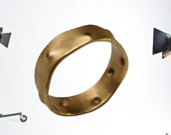 Wedding Band Man Yellow Gold, Unisex Yellow Gold Wedding Ring, Texture Ring, Solid Gold  Ring, Man Rustic Ring, Hammer Ring, Bridesmaid Ring