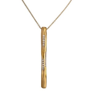 18K Solid Gold Bar Necklace & Diamonds, Pendant Necklaces, Charm Necklaces