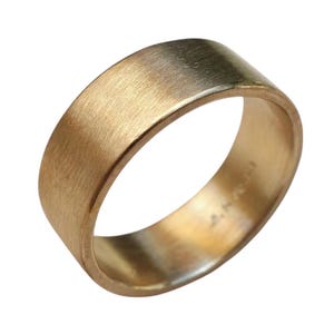 Men's Wedding Band | Solid 18K Gold Men's Wedding Handmade Brushed Flat Band | Wedding Matt Men's Flat Ring