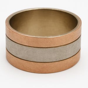 Mixed Metal Ring. Two Tone Solid Gold Wedding Band. Handmade men&#39;s ring. Mixed Metal Jewelry. Beautiful Ring Rustic Wedding Band Mixed Metal