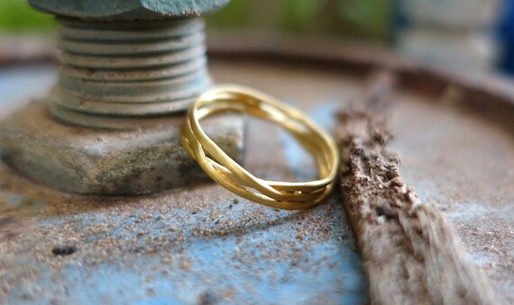 Delicate Wedding Ring Gold 22K Thin Gold Wedding Band Gold