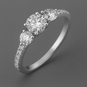 Three Stones Proposal Engagement Ring, Round Shape Diamonds, Platinum Proposal Engagement Ring, Classic Three Stone Ring, Delicate