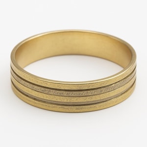 Two Tone Wedding Ring. Recycled Ring. Solid Gold Wedding Band Mixed Metal. Men&#39;s strip inlay wedding band two tone. rustic men&#39;s ring