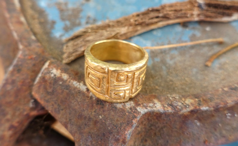 gold wedding ring Unique ring artistic gold jewelry Gold chunky ring for women chunky gold ring wide gold wedding band women