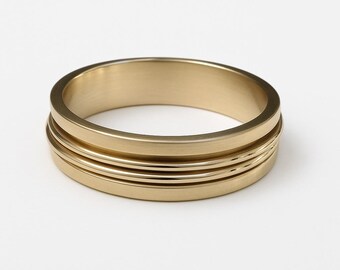Handmade Solid Gold Spinner Ring - Industrial Men's Wedding Band