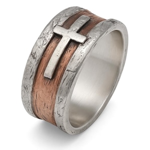 Cross Ring / Sterling Silver Ring / Baptism Gift / Confirmation Gift / Artisan Ring / Gift for Him / Christian Cross Ring / Jesus Symbol
