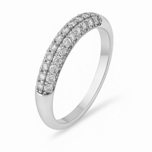 Pave Salt And Pepper Diamond Ring, Hand Brushed Solid Gold Cigar Band, 14k or 18k, Yellow, Rose, White Polished Stacking Ring, Platinum Ring