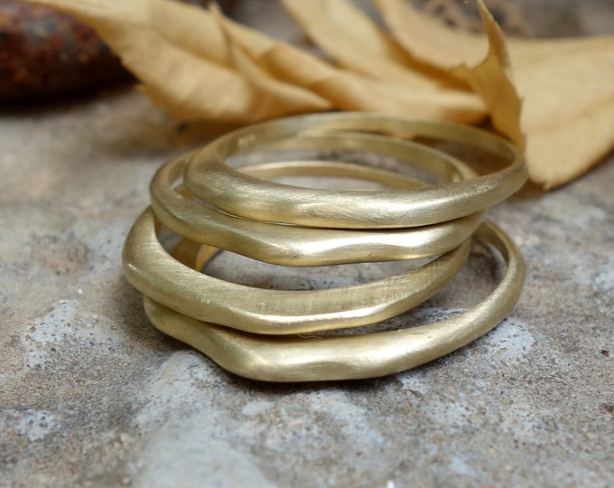Stacking Ring, Stackable Ring Gold, Stack Ring Solid Gold, 4 Delicate Stacking Rings Solid 18k Yellow Gold