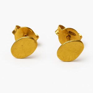 18K Gold Minimalist Stud Earrings – Handcrafted Modern Geometric Jewelry, Hypoallergenic Everyday Gift