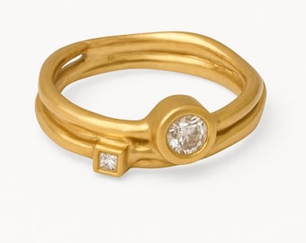 18K Gold Diamond Solitaire Engagement Ring – Handmade Minimalist Engagement Ring, Custom Gold Ring