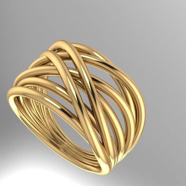 Unique Gold Ring Wrapped, 18k Yellow Solid Gold Ring, Organic Ring, Wire Ring Solid Gold