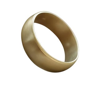 Milgrain Wedding Band 18K Gold, Men&#39;s texture Ring Handmade, Bridal Jewelry, Wide Gold Wedding Band Men&#39;s, Ribbed Texture Wedding Band