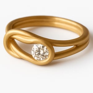 Unique Handmade Knot Engagement Diamond Ring, Twisted Diamond Wedding Ring, Proposal diamond Ring, Statement Diamond Ring, Bridal Ring