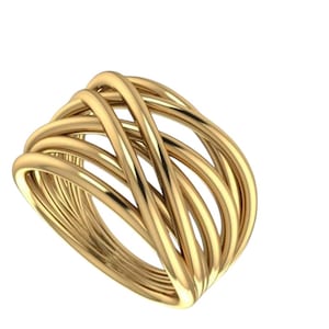 Unique Gold Ring Wrapped, 18k Yellow Solid Gold Ring, Organic Ring, Wire Ring Solid Gold