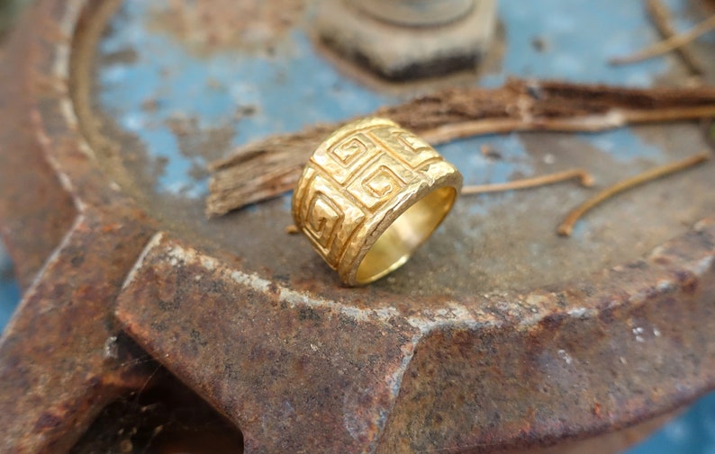 gold wedding ring Unique ring artistic gold jewelry Gold chunky ring for women chunky gold ring wide gold wedding band women