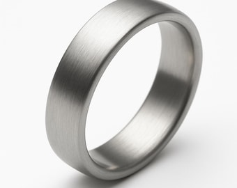 14k Matte White Gold Band / FLAT/ BRUSHED / Comfort Fit / Men&#39;s Women&#39;s Wedding Band / Simple Wedding Ring His and Hers / Solid Gold Band