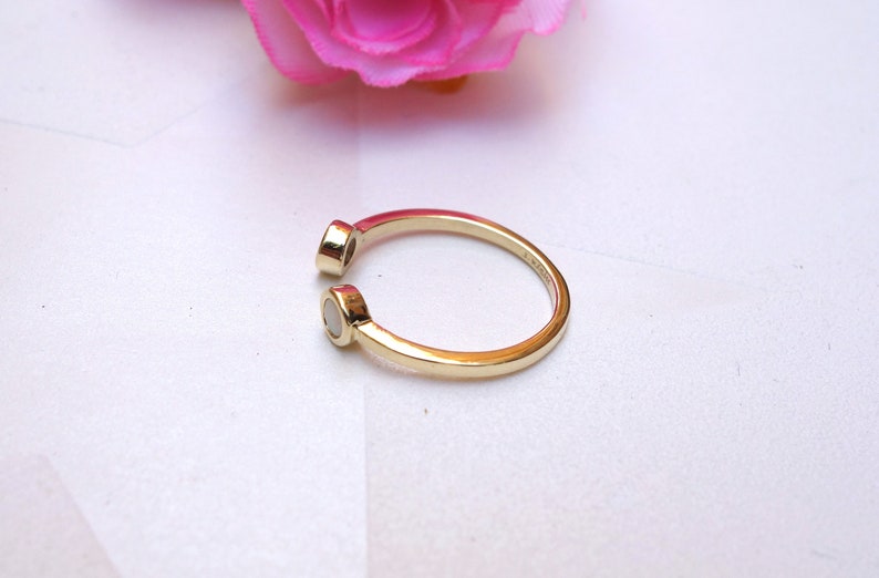Promise ring midi ring round cut opal ring Opal delicate ring Small ring opal stack ring Opal promise ring Gold ring