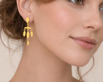 Gold earrings, 18k solid gold earrings, Handmade gold earrings, jewelry gift, Artisan jewelry, Yellow gold jewelry