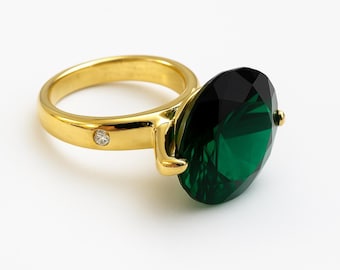 Tourmaline Ring, Gemstone Ring, Synthetic Tourmaline Gold Ring, Fine Jewelry, Womens Ring Unique, Artistic Jewelry