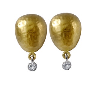 Handmade 18K Gold Stud Earrings – Minimalist Textured Design