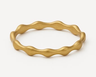 Dainty 18k Solid Gold Wedding Band - Thin Stacking Ring