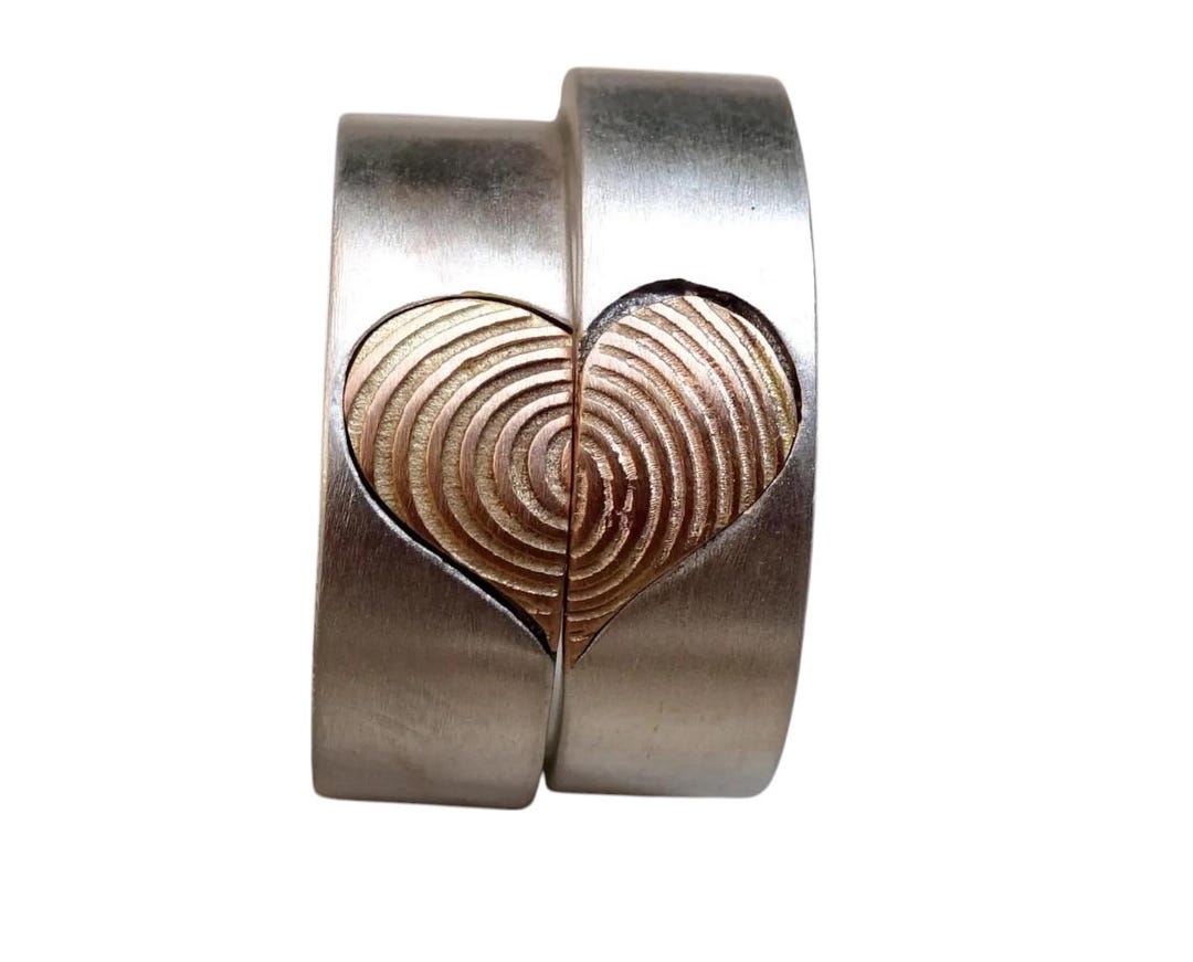 Matching Rings, Complementary Heart Rings, Puzzle Ring, Heart Matching ...
