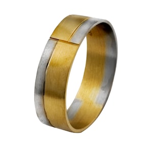 Solid Gold Two-Tone Band – Handcrafted Unisex Wedding Ring - Gabriel Per Kashi