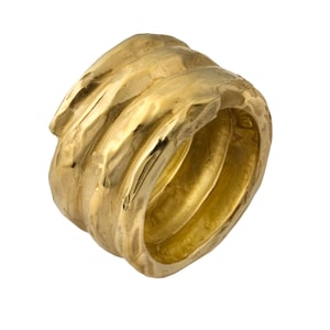 Wide Chunky Gold Ring - Wide Gold Wedding Band Women - Gold Wedding Ring - Artistic Gold Jewelry - Big Ring, Designer Wedding Ring