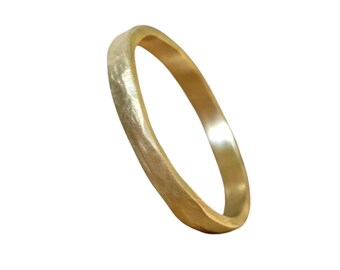 18K Solid Gold Thin Wedding Band - Delicate Stacking Ring