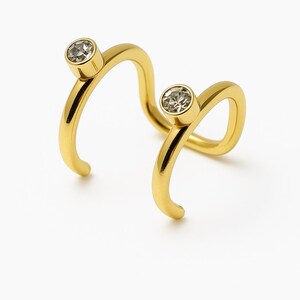 Diamond Hoop Ear Cuffs No Piercing, Ear Cuffs, Ear Wrap, Solis Gold Ear Cuff, Gold Ear Cuff, Double Hoop Ear Cuff, Helix Piercing
