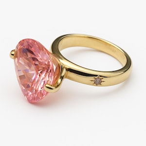 14K Yellow Gold Ruby Ring – Synthetic Ruby Solitaire Ring, Handmade Gemstone - Jewelry by Gabriel Per Kashi