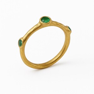 Stackable 14k Solid Gold Emerald Ring, Engagement Ring, May Birthstone Stackable Ring, Handmade Hammered Emerald Ring, Gemstone Jewelry