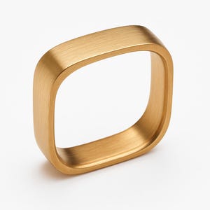 Square Wedding Ring Gold, Unique Square Faceted Wedding Ring, 18K Gold Wedding Band, Women&#39;s Wedding Ring Gold, Square Shape Gold Ring