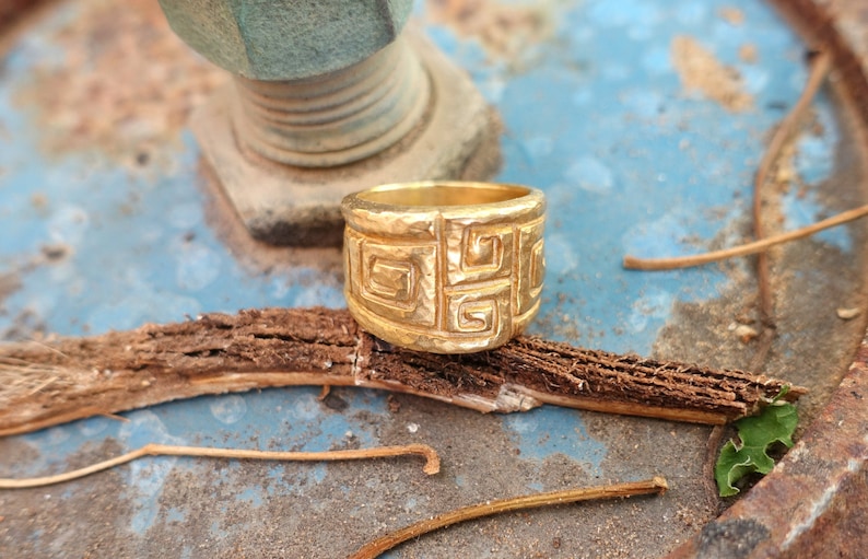 gold wedding ring Unique ring artistic gold jewelry Gold chunky ring for women chunky gold ring wide gold wedding band women