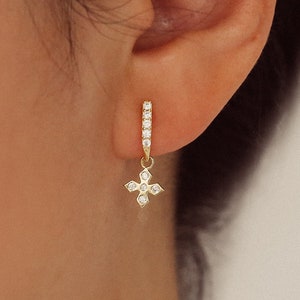 Four Leaf Clover stud earrings • dangling charm studs